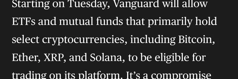 뱅가드의 암호화폐 ETF U턴: 약세장의 우울함인가, 진정한 주류 채택의 시작인가?