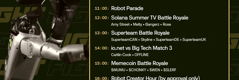 BitRobot UFB 3일차: Solana 밈코인 배틀로얄과 로봇 대결로 불붙는 크립토 열기