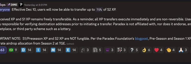 Paradex XP Transfer Unlock: 75% Now Available December 10 – What It Means for $DIME Token Holders